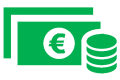 Logo du paiement en espèces de couleur verte